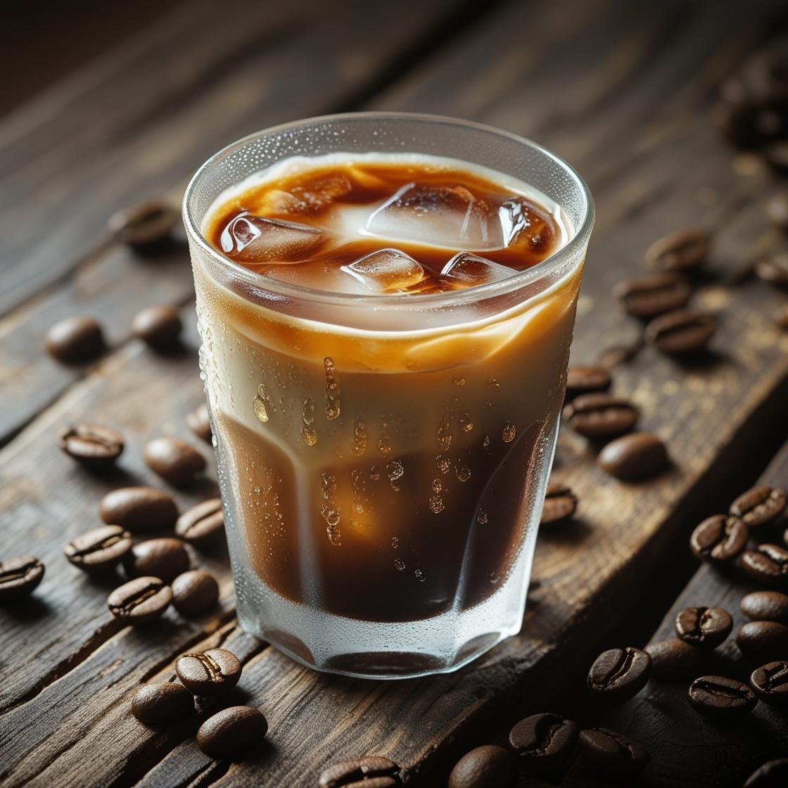 Drinking coconut milk with coffee